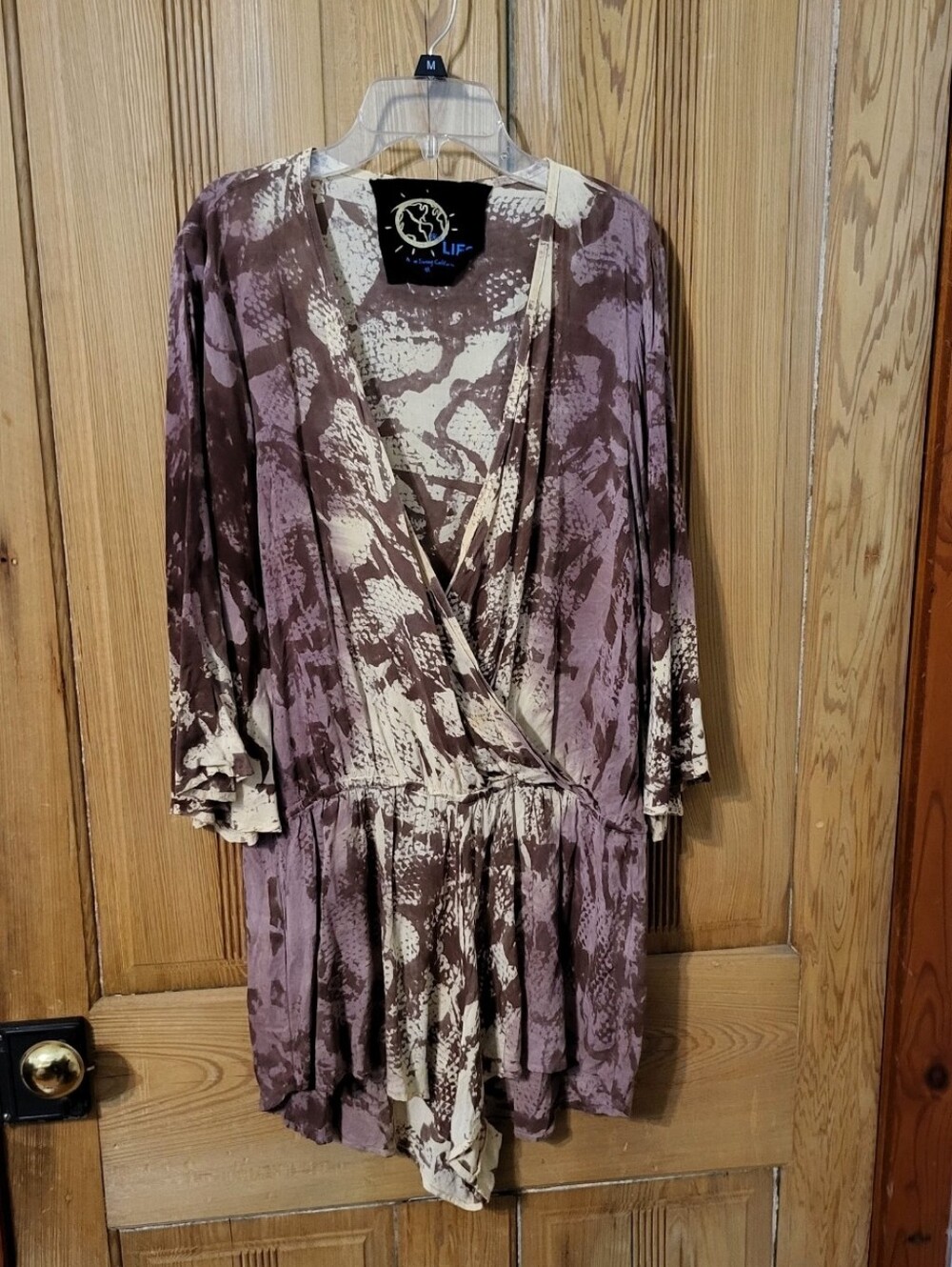 Blue Life Mauve and Cream Snakeskin Printed Romper, Medium